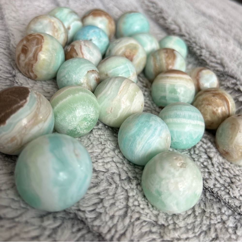 Blue Aragonite, Caribbean Calcite Spheres - listing price PER sphere
